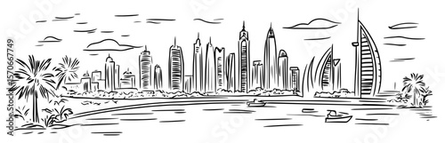 dubai uae skyline cityscape sketch vector