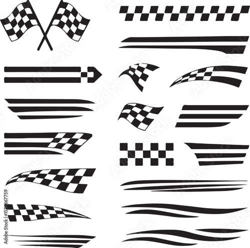 Racing Flag and Stripe Design Elements Vector Graphics Collection
