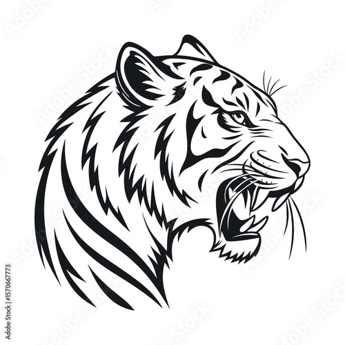 A tiger head silhouette vector