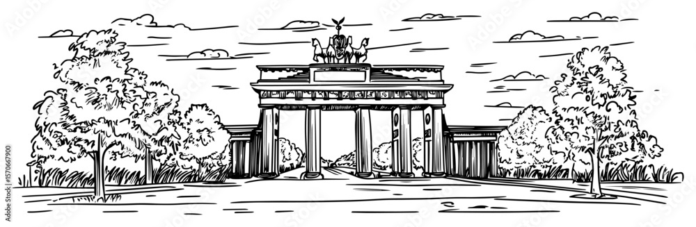 Fototapeta premium brandenburg gate in berlin germany sketch vector landmark