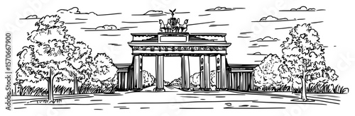 brandenburg gate in berlin germany sketch vector landmark