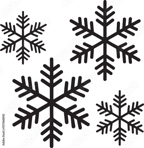 Collection of snowflake icons in vector format for winter and chilly weather themes.AI/EPS/PNG