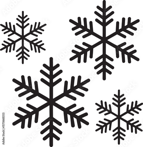 Collection of snowflake icons in vector format for winter and chilly weather themes.AI/EPS/PNG