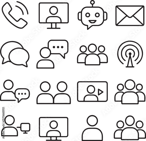 Communication Icons A Collection of Vector Graphics for Online and Offline Interactions