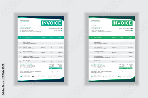 Invoice minimal design template. Bill form business invoice accounting
