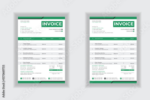 Invoice minimal design template. Bill form business invoice accounting