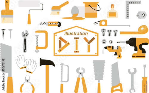 diy工具のかわいいベクターイラストセット