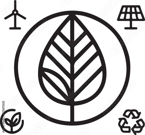 Sustainable Energy Eco-Friendly Leaf Icon Representing Renewable Resources