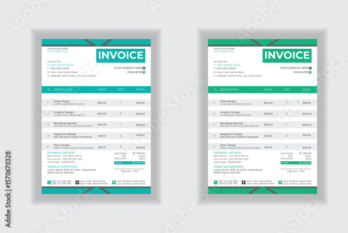 Invoice minimal design template. Bill form business invoice accounting