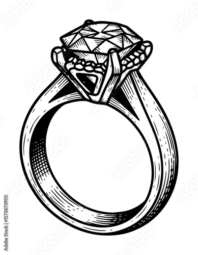 diamond engagement ring sketch vector illustration