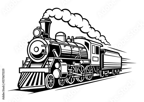 vintage steam locomotive train vector logo illustration