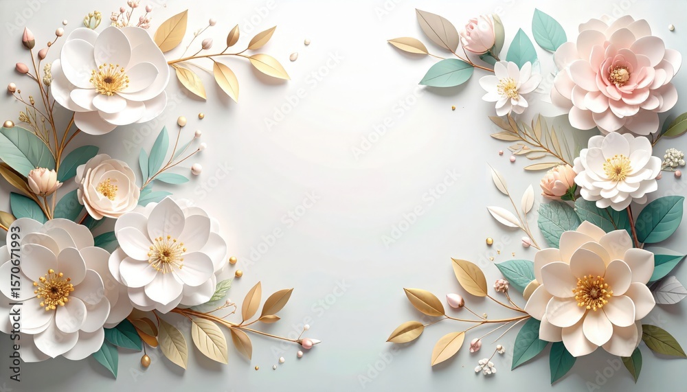 Obraz premium Exquisite floral decoration studio digital art elegant close-up paper flowers arrangement for crafting inspiration