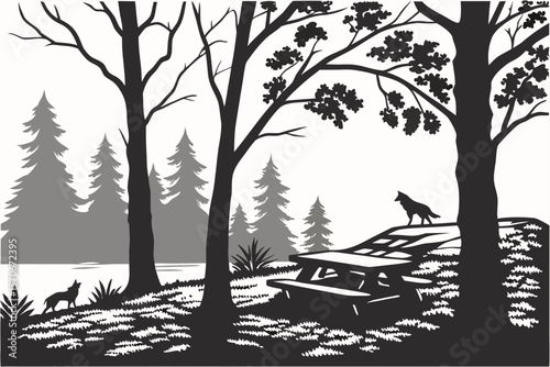  Forest Picnic Spot – Vector.