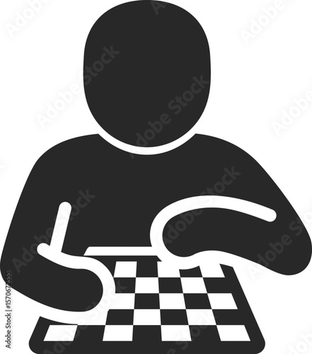 Person playing board game solid icon used in casual activity, leisure, and daily joy designs.