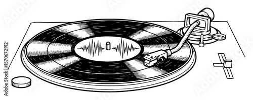 vinyl record player turntable sketch