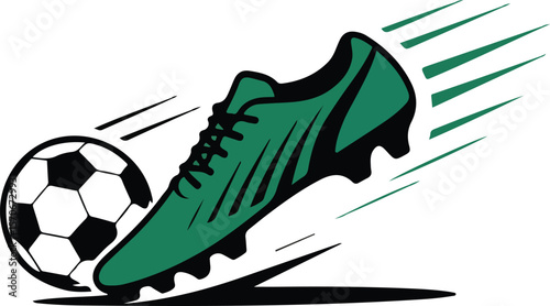 Soccer ball being kicked with speed by soccer boot logo