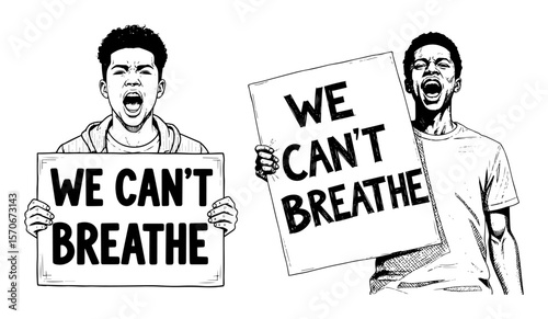 protesters holding we can’t breathe signs