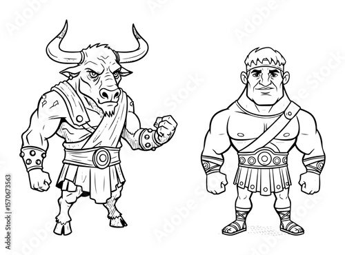 greek mythology minotaur and hero figures