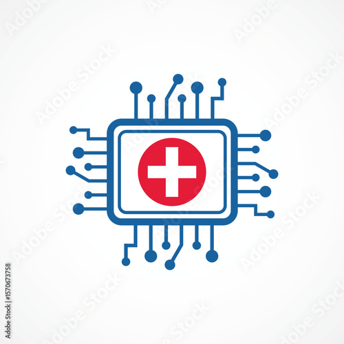 AI Healthcare Chip icon – Smart Medical Technology and Intelligence icon, vector illustration