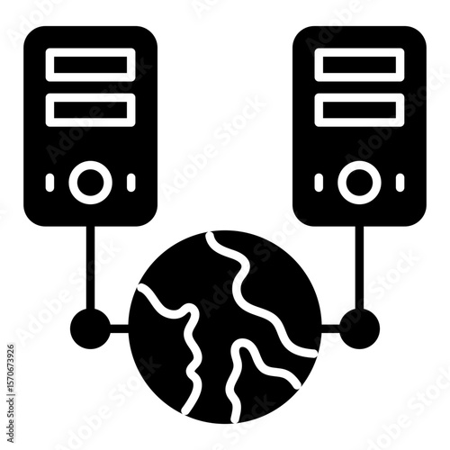 A solid icon design of global server