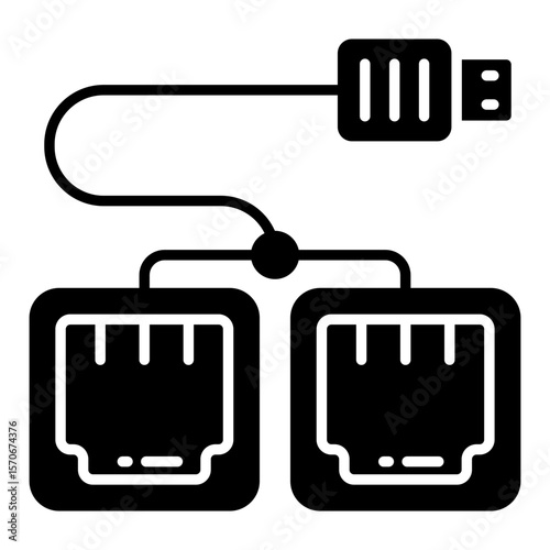 Premium design icon of ethernet ports