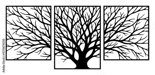 large tree split across three panels