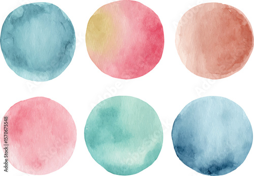 Muted Watercolor Circles Set – Earthy Soft Painted Textures