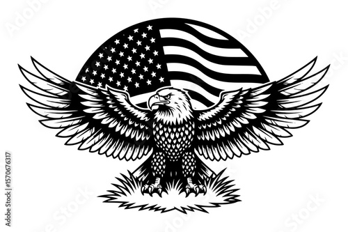 american bald eagle with usa flag vector emblem