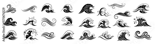 ocean sea waves collection vector graphic elements