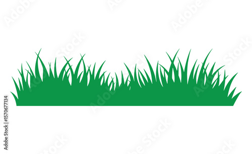 Simple green grass silhouette border on a clean white background