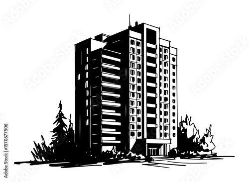 modern apartment building urban architecture vector illustration