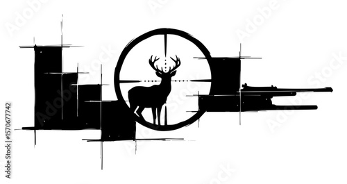 deer in rifle scope crosshairs hunting logo vector
