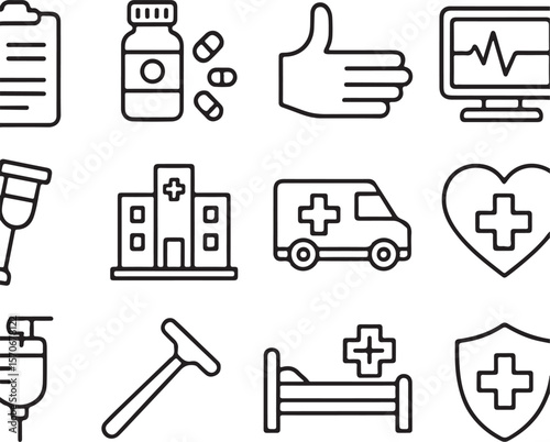thumb up and down icons, rescue, medicine.
