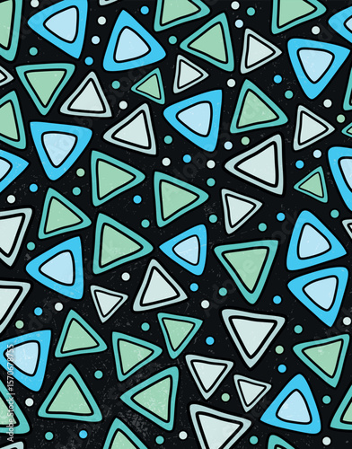 Colorful Hand-Drawn Triangles Pattern on Black Background