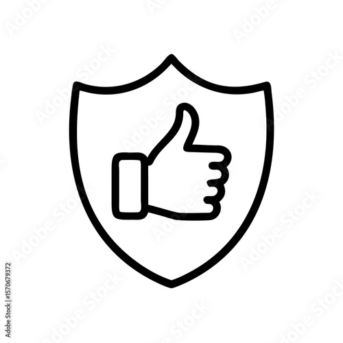 Shield with thumbs up icon on transparent background  