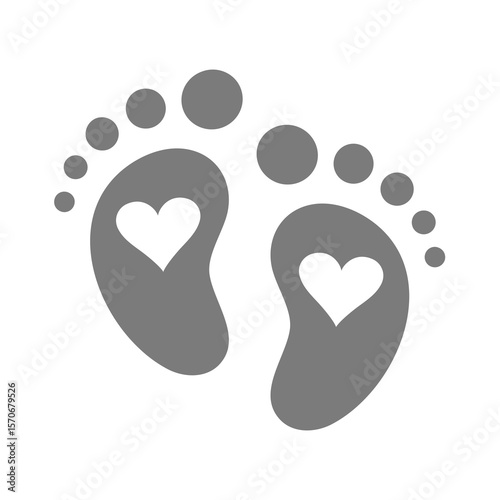 Baby steps with heart vector icon. Babies footprint, feet or footsteps.
