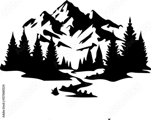  Sleek Mountain River Logo | Vector Nature Emblem Design
