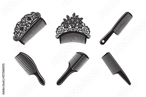 silhouette comb bundle on the white background