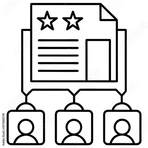 Outlined Peer Review Process Icon with Document Feedback