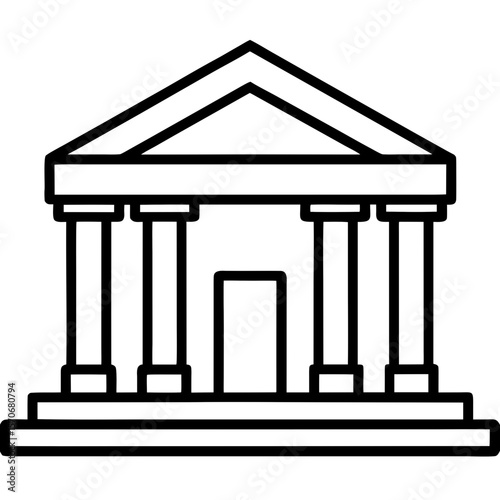 Vector Icon of University Campus Building with Pillars