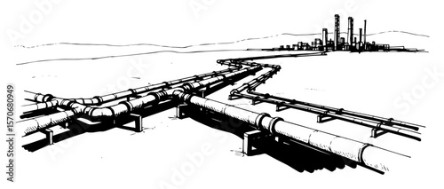 oil and gas pipeline infrastructure sketch vector