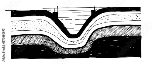 geological cross section of an oil and gas trap sketch