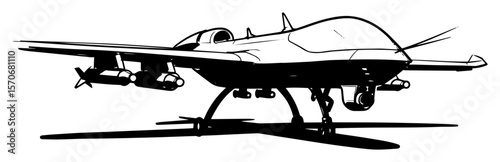 military combat drone with missiles sketch vector