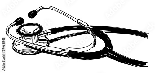 medical stethoscope hand drawn sketch vector