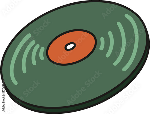 Record Vector Image, Disk Line Art