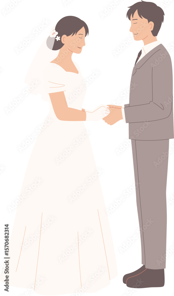 Fototapeta premium Bride And Groom Holding Hands Wedding