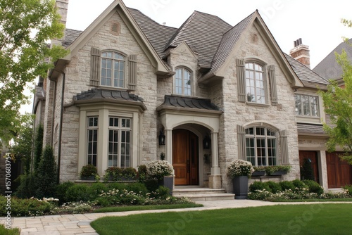 Architectural style of a classic home with fine details and updated modern window features.