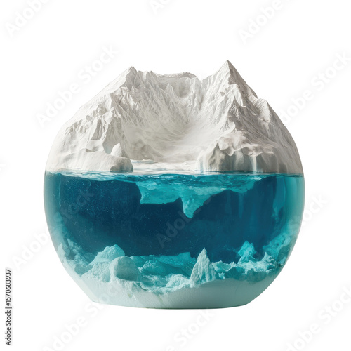 Stunning Iceberg Model with Clear Water and Mountainous Background