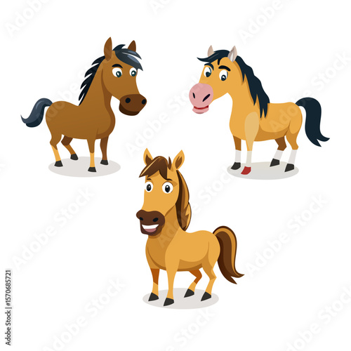 Amazing horse cartoon character vector 