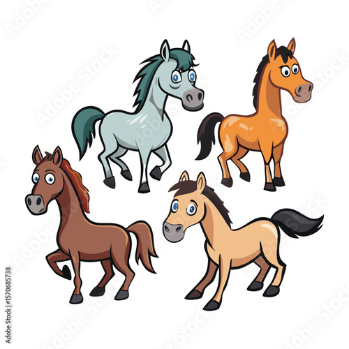 Amazing horse cartoon character vector 